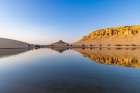 Qarun Lake-Faiyum Oasis-Egypt Reflections in Qarun Lake in the desert Art Print